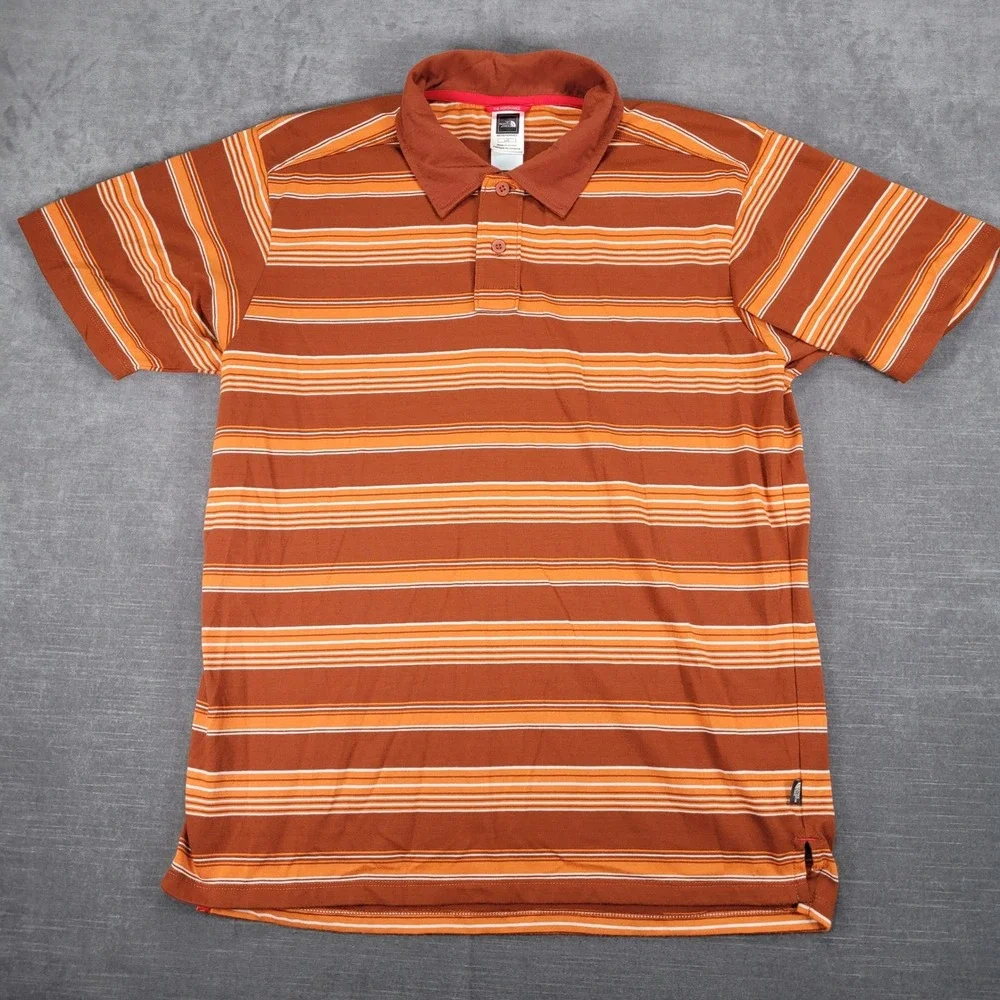 The North Face Retro Striped Polo Shirt Short Sleeve Casual Mens Large